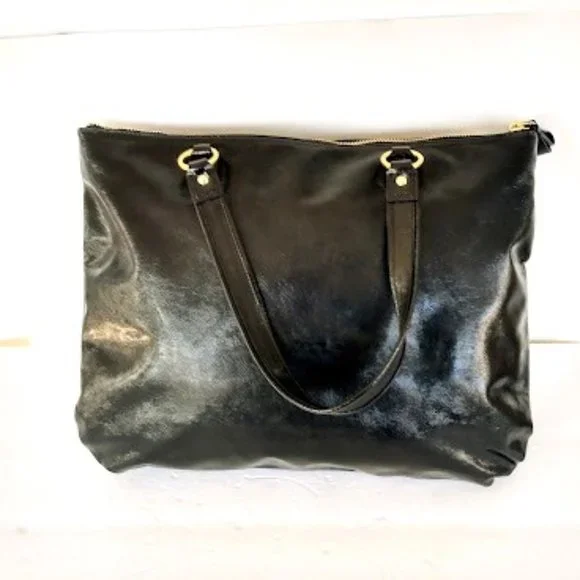Coach Poppy Black Liquid Glam Patent Leather Tote - Picture 6 of 16